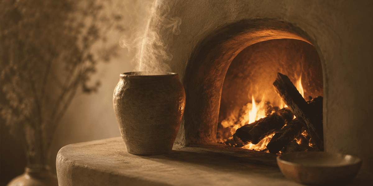 Burning wood — heat and metabolic transformation
